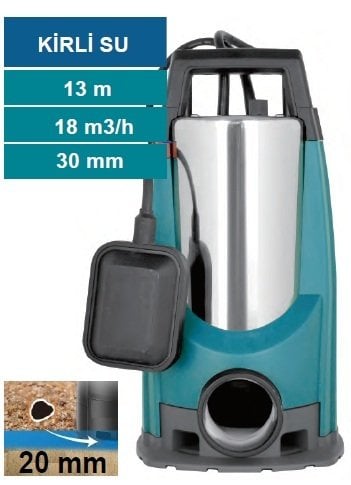 MOMENTUM PLS-1100SW -1100W-220V- PASLANMAZ GÖVDELİ  PİS(KİRLİ) SU DRENAJ DALGIÇ  POMPASI