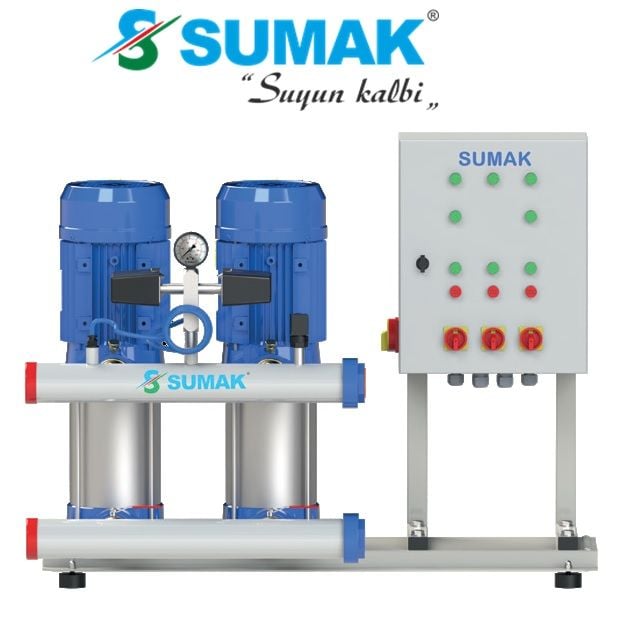 SUMAK, SHT6B 180/10 PFK, 2x1.35 KW, 380V, 2900 d/d,  ÇİFT POMPALI, FREKANS KONTROLLÜ HİDROFOR