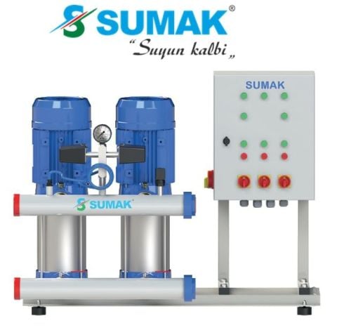 SUMAK, SHT8B 300/8 PFK, 2x2.2 KW, 380V, 2900 d/d,  ÇİFT POMPALI, FREKANS KONTROLLÜ HİDROFOR