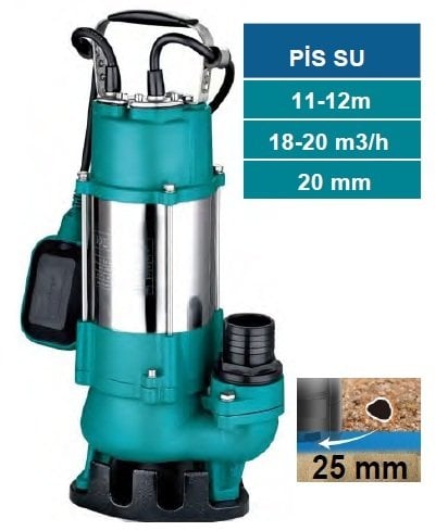 MOMENTUM PSP750W-1HP-220V- PASLANMAZ GÖVDELİ PİS SU DRENAJ DALGIÇ  POMPASI