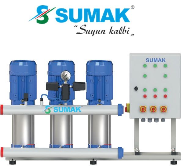 SUMAK, SHT6C 180/10 PFK, 3x1.35 KW, 380V, 2900 d/d, FREKANS KONTROLLÜ, ÜÇ POMPALI HİDROFOR