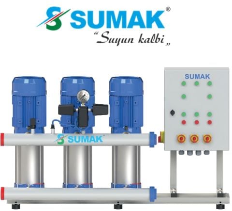 SUMAK, SHT6C 180/10 PFK, 3x1.35 KW, 380V, 2900 d/d, FREKANS KONTROLLÜ, ÜÇ POMPALI HİDROFOR