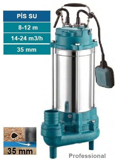 MOMENTUM PSP30-9/1.5- 2HP-220V- PASLANMAZ GÖVDELİ PİS SU DRENAJ DALGIÇ  POMPASI