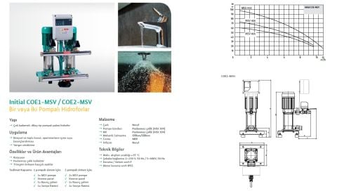 WİLO COE1 - MSV 408 T - 1X3 HP 380V TEK POMPALI DİKEY MİLLİ HİDROFOR