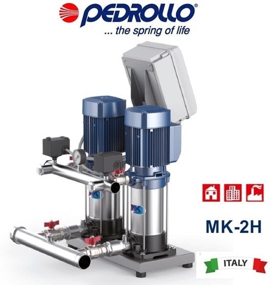 Pedrollo MKm 2H - 3/3    2x1Hp 220V  İki Pompalı Dikey Milli Paket Hidrofor