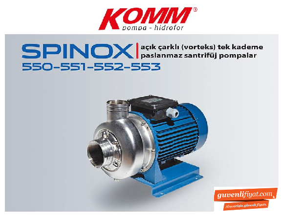 STAR SPINOX 550 T 1.5 HP 380V KOMPLE PASLANMAZ AÇIK (VORTEX) ÇARKLI SANTRİFÜJ POMPA
