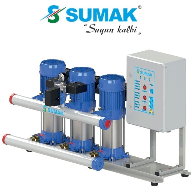 SUMAK, SHT12C-450/8, 4.5HP, 380V, ÜÇ POMPALI, DÜŞEY MİLLİ, KADEMELİ HİDROFOR