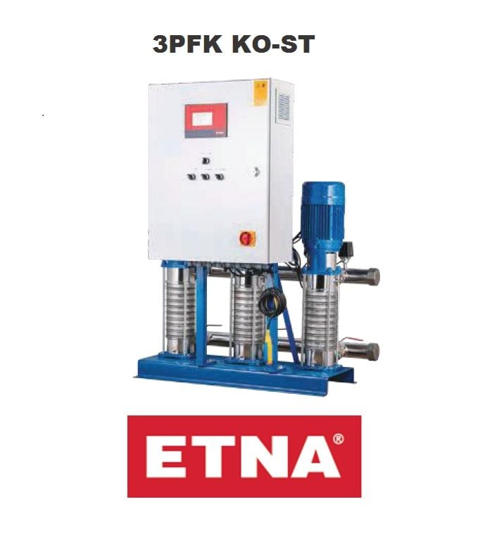 Etna 3PFK KO-ST12/8-55     3x7.5Hp 380V  Üç Pompalı Dik Milli Frekans Kontrollü Komple Paslanmaz Çelik Hidrofor