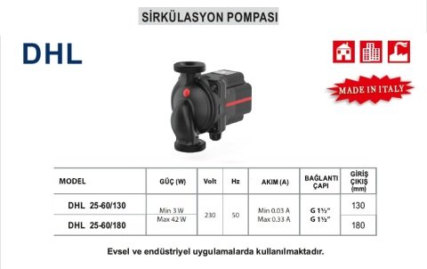 Pedrollo DHL 25-60/180  Frekans Konvertörlü Sirkülasyon Pompa