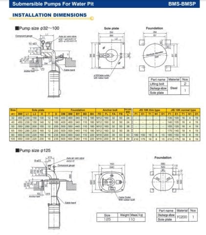 Ebara 40 BMSP252.2A   3Hp 380V  Paslanmaz Çelik Büyük Ölçekli Temiz Su Drenaj Dalgıç Pompa