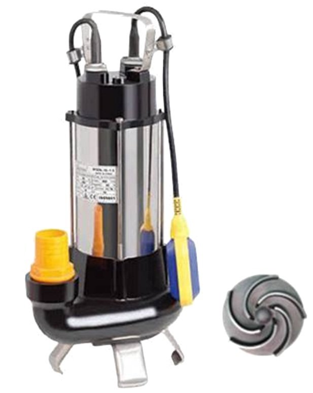 DUFFMART  V1100F-B  - 1.5 HP- 220V - Pis Su Foseptik Parçalayıcılı Açık Fanlı Dalgıç Pompa