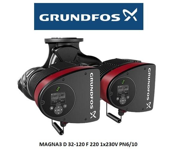 GRUNDFOS MAGNA3 D 32-120 F 220 1x230V PN6/10  İKİZ FREKANS KONVERTÖRLÜ FLANŞLI SİRKÜLASYON POMPASI-97924454