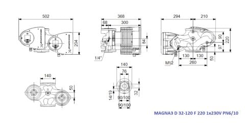 GRUNDFOS MAGNA3 D 32-120 F 220 1x230V PN6/10  İKİZ FREKANS KONVERTÖRLÜ FLANŞLI SİRKÜLASYON POMPASI-97924454
