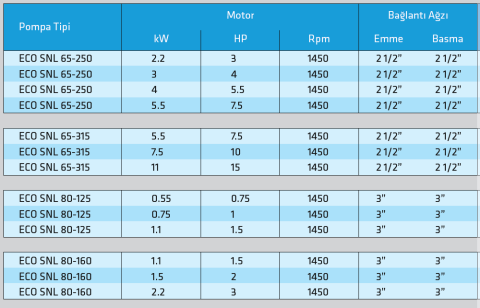 Standart ECO SNL 80-160 2.2kw-3hp 1450d/d Hat Tipi (In-Line) Kuru Rotorlu Sirkülasyon Pompa